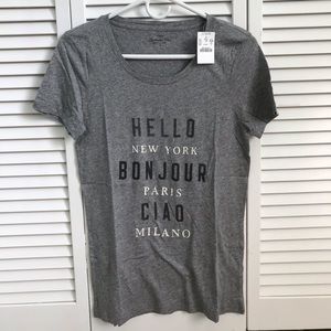 NWT J Crew Gray “New York, Paris, Milano” Tee | S
